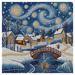 Snowy Village Glow Jigsaw Puzzle 1000 Pieces