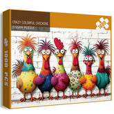 Crazy Colorful Chickens Jigsaw Puzzle 1000 Pieces