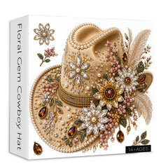 Puzzle con gemma floreale cappello da cowboy, 1000 pezzi