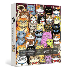 Whimsical Feline Family Portrait Jigsaw Puzzle 1000 Pieces