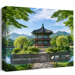 Verdant Waterside Pavilion Jigsaw Puzzle 1000 Pieces