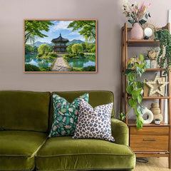 Verdant Waterside Pavilion Jigsaw Puzzle 1000 Pieces