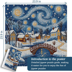 Snowy Village Glow Jigsaw Puzzle 1000 Pieces