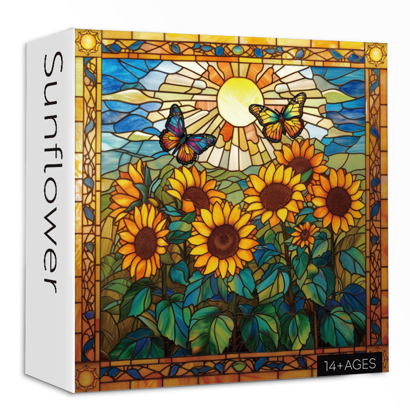 Stained Glass Sunflower Jigsaw Puzzle 1000 Pieces