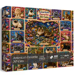 America's Favorite 30 Cats Jigsaw Puzzle 1000 Pieces