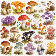 Puzzle con funghi ad acquerello, 1000 pezzi