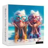 Puzzle della nonna con sorriso sulla spiaggia, 1000 pezzi