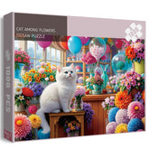 Chat parmi les fleurs puzzle 1000 pièces 1000 pièces