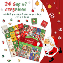 Puzzle Jigsaw de Noël Vintage avec Calendrier de l'Avent 1000 Pièces