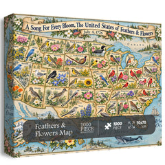 Feathers & Flowers Map Jigsaw Puzzle 1000 Pieces