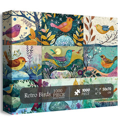 Puzzle Jigsaw Retro Oiseaux 1000 Pièces