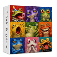 Colorful Frog Faces Jigsaw Puzzle 1000 Pieces