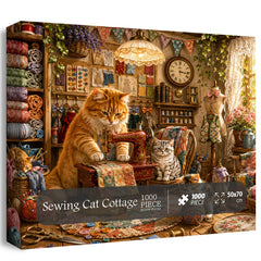 Sewing Cat Cottage Jigsaw Puzzle 1000 Pieces