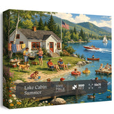 Rompecabezas de verano de cabaña del lago, 1000 piezas