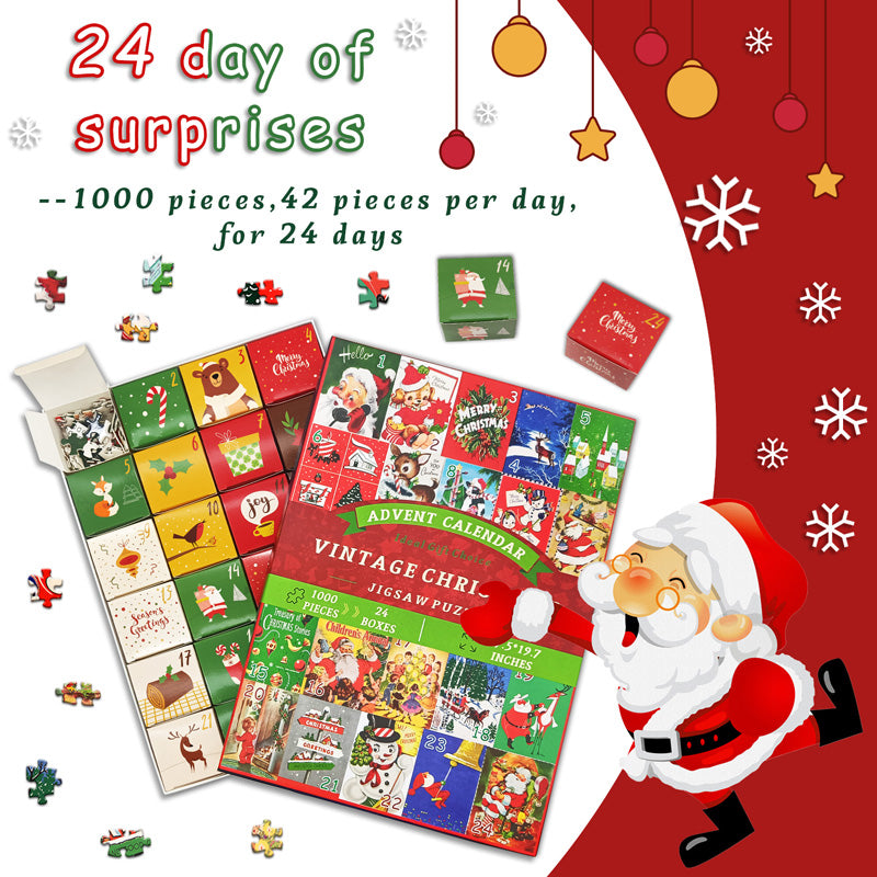 Vintage Christmas Advent Calendar Jigsaw Puzzle 1000 Pieces