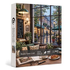 Rainy Lane Café Jigsaw Puzzle 1000 Pieces