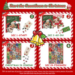 Puzzle Jigsaw de Noël Vintage avec Calendrier de l'Avent 1000 Pièces