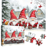 Encantador gnome trio nieve reuniendo rompecabezas 1000 piezas