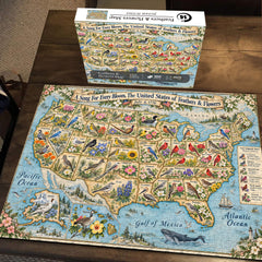Feathers & Flowers Map Jigsaw Puzzle 1000 Pieces