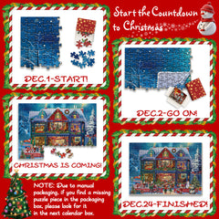 Calendrier de l'Avent en Puzzle de 1000 Pièces de la Propriété Festive d'Hiver