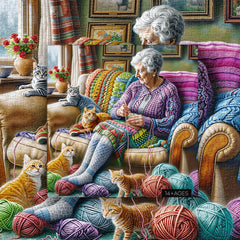 Grandma's Knitting Time Jigsaw Puzzle 1000 Pieces