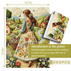 Puzzle da donna di campagna floreale, 1000 pezzi