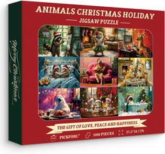 Vacaciones de Navidad de animales Rompecabezas Puzzle 1000 piezas