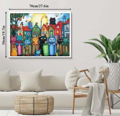 Colorful Cat Street Jigsaw Puzzle 1000 Pieces