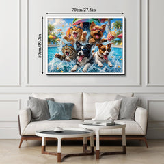 Cute Pet Pool Party Jigsaw Puzzle 1000 Pieces