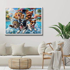 Cute Pet Pool Party Jigsaw Puzzle 1000 Pieces
