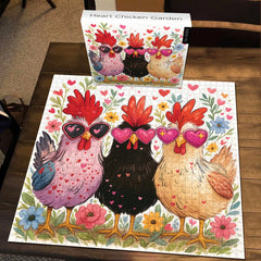 Puntatore di puzzle da giardino di pollo a cuore 1000 pezzi