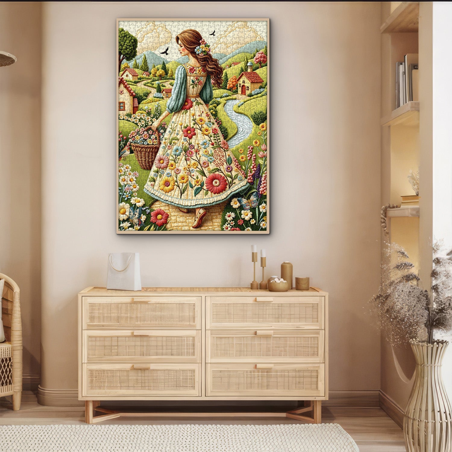 Puzzle da donna di campagna floreale, 1000 pezzi