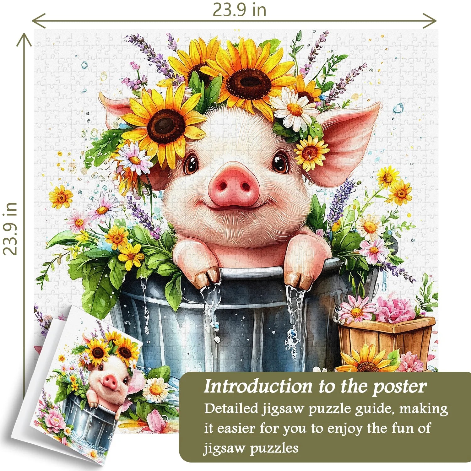 Flower Crown Pig Jigsaw Puzzle 1000 Pieces
