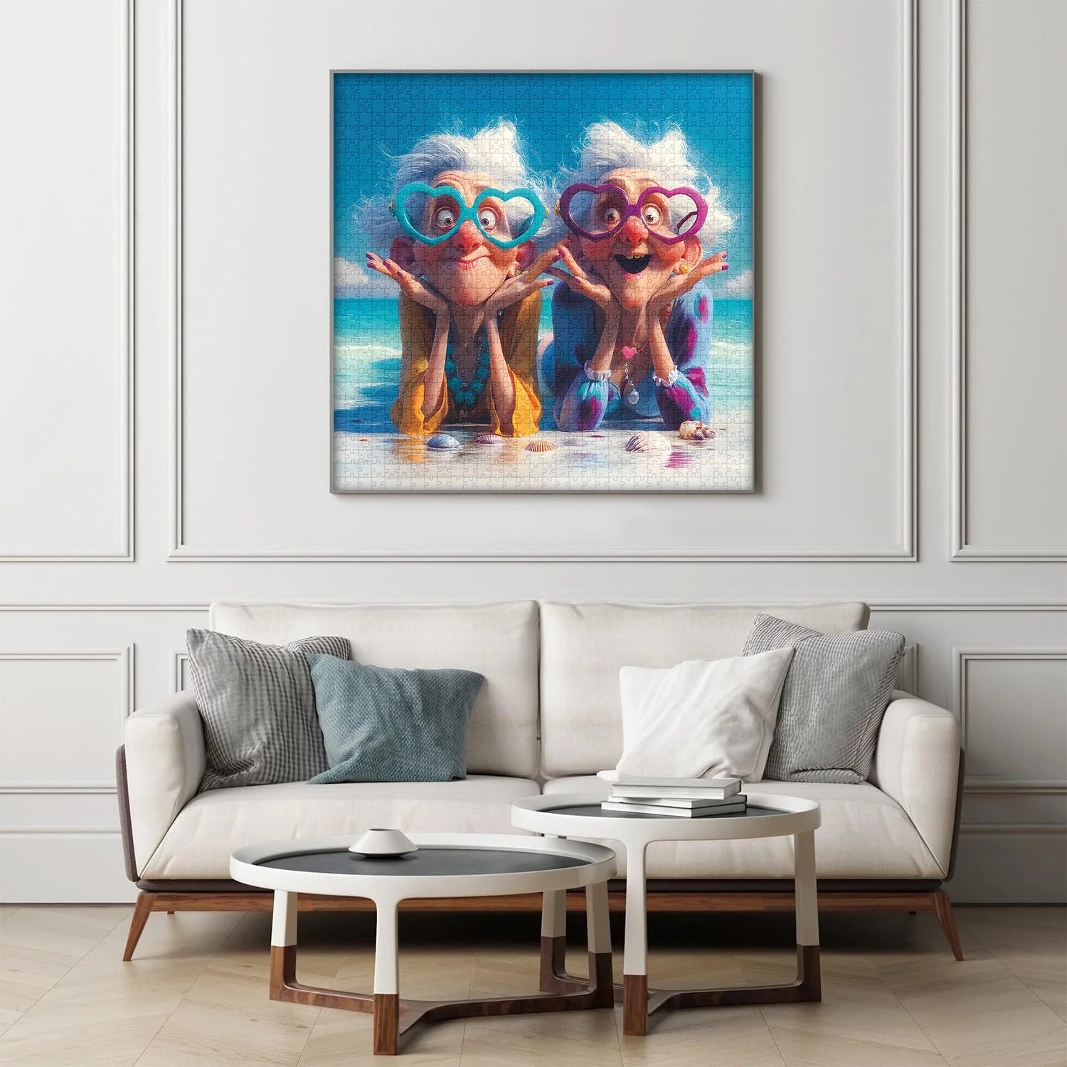 Rompecabezas de la abuela de la sonrisa de la playa 1000 piezas