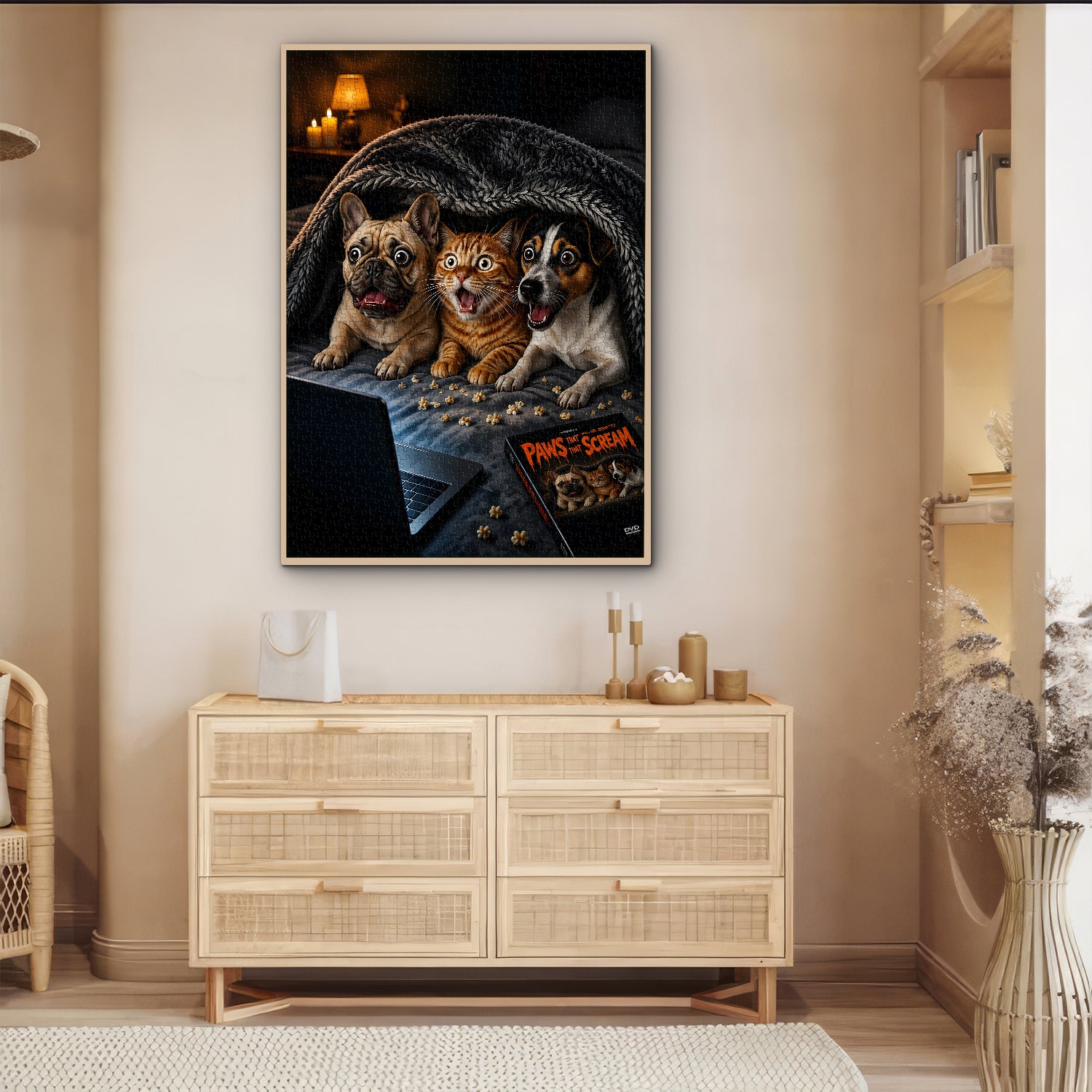 Fur-baby Horror Movie Night Jigsaw Puzzle 1000 Pieces