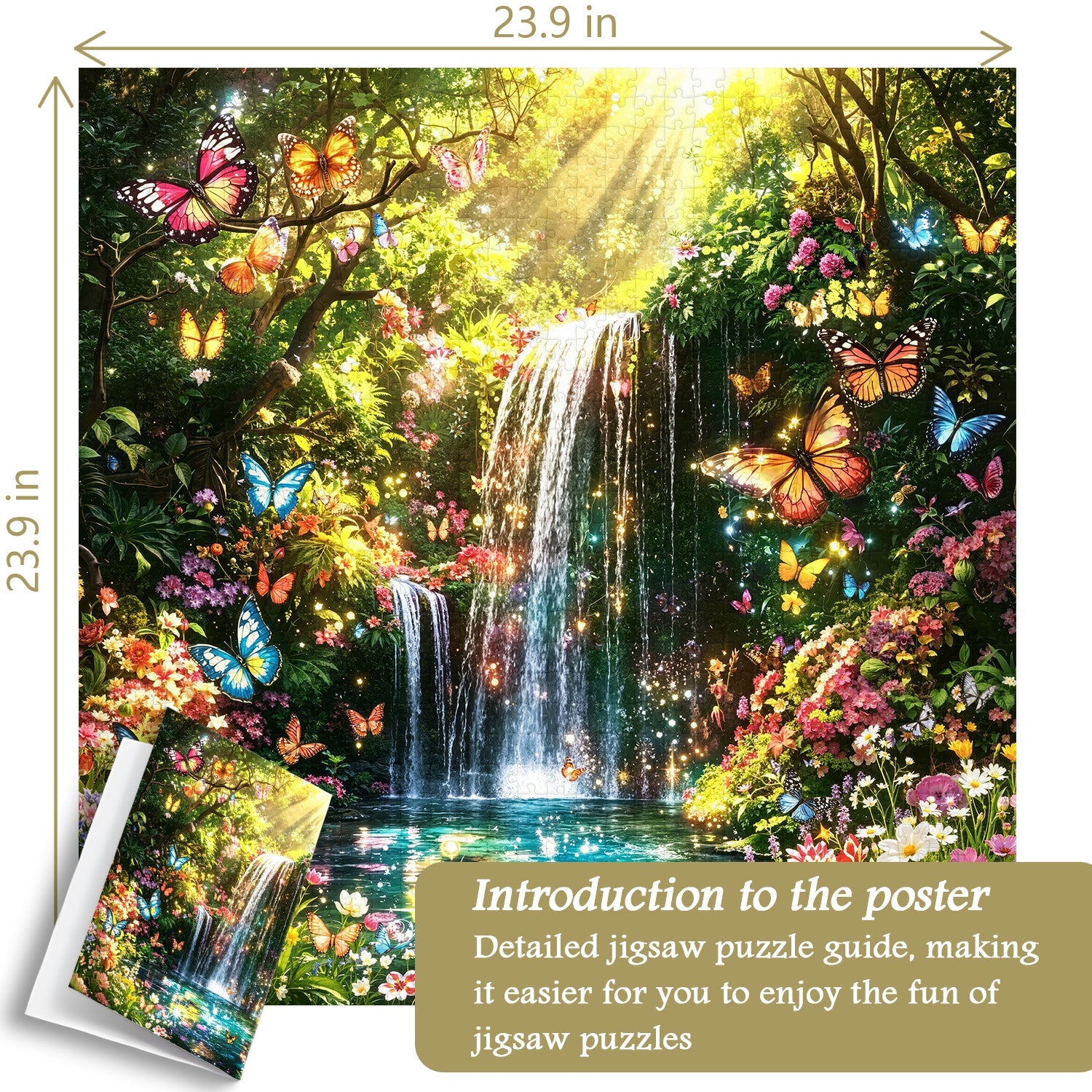 Wasserfall-Schmetterlinge-Garten-Puzzle 1000 Teile
