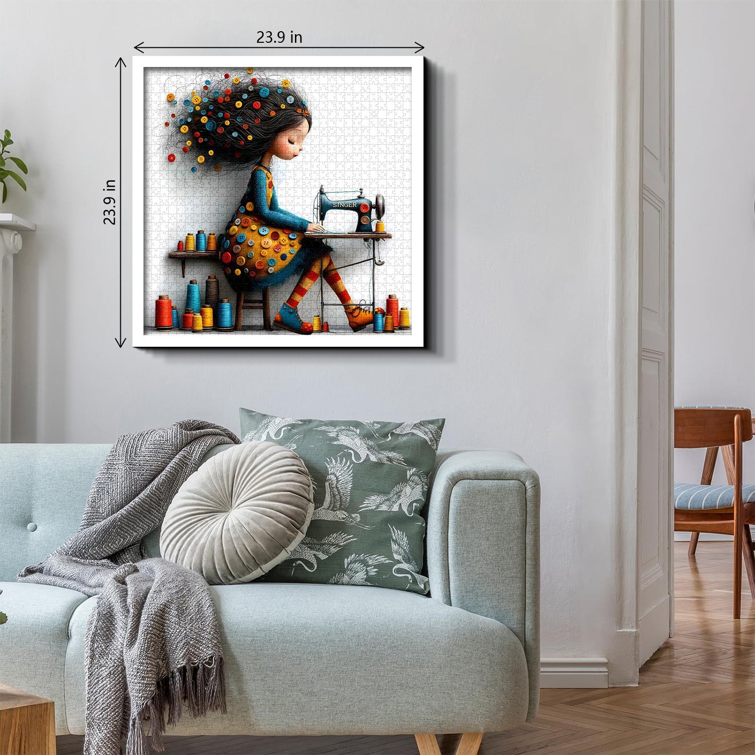 Nähendes Mädchen-Puzzle 1000 Teile