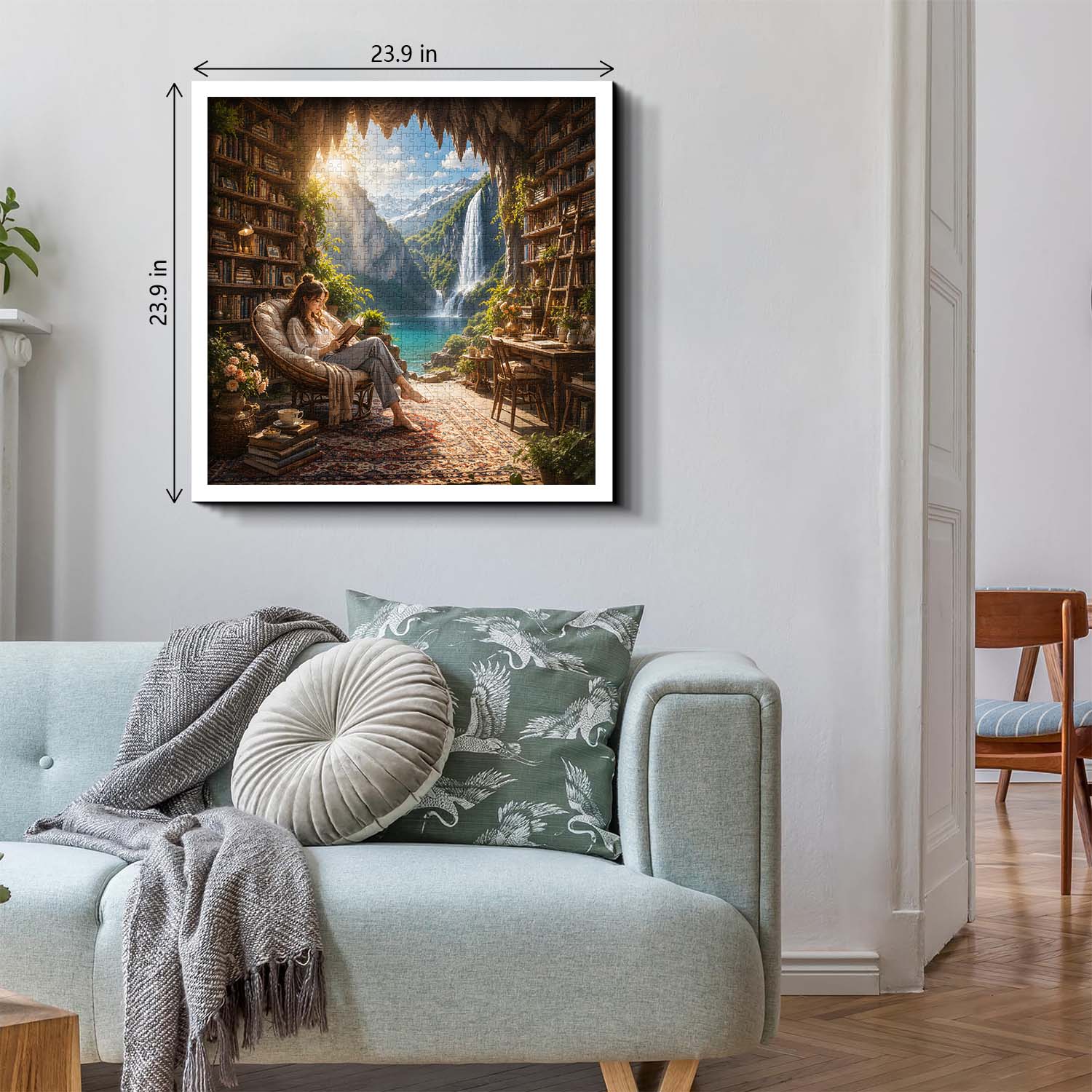 Mountain Waterfall Library Jigsaw Puzzle 1000 Pieces