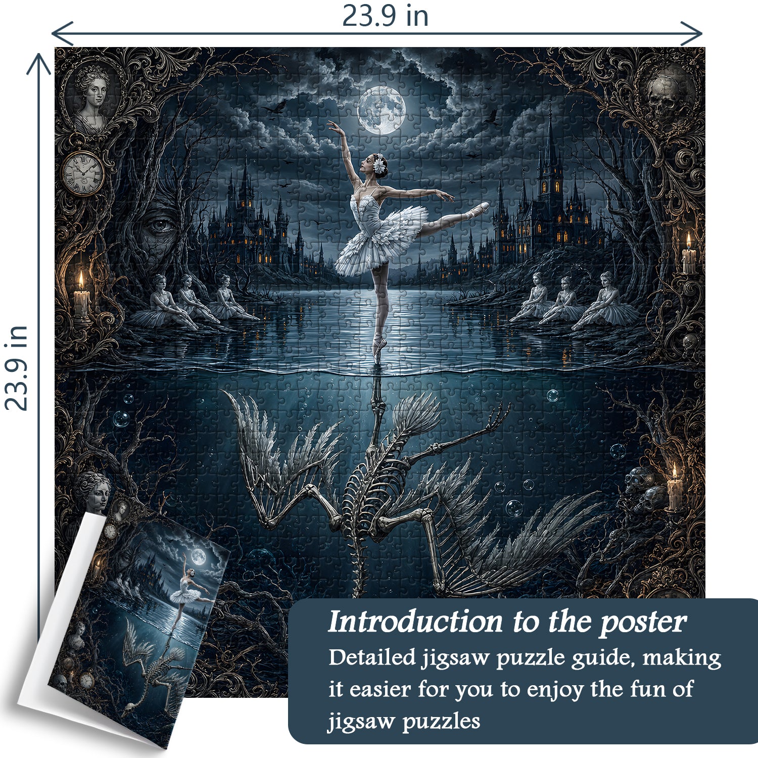 Gothic Swan Lake Mirror Jigsaw Puzzle 1000 Pieces
