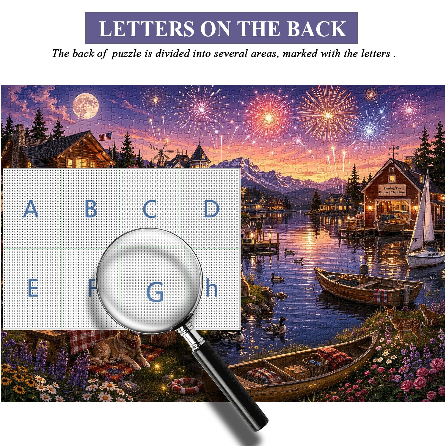 Lakeside Firework Glow Jigsaw Puzzle 1000 Pieces