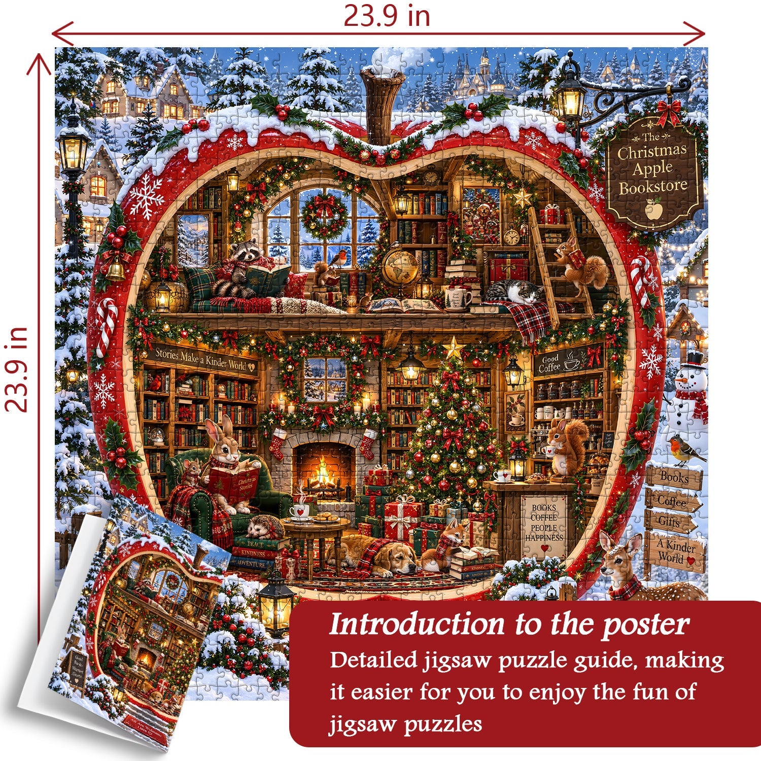 Christmas Apple Bookstore Jigsaw Puzzle 1000 Pieces