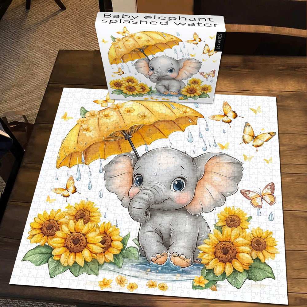 Baby Elephant Splashed Water Jigsaw Puzzles 1000 Pieces