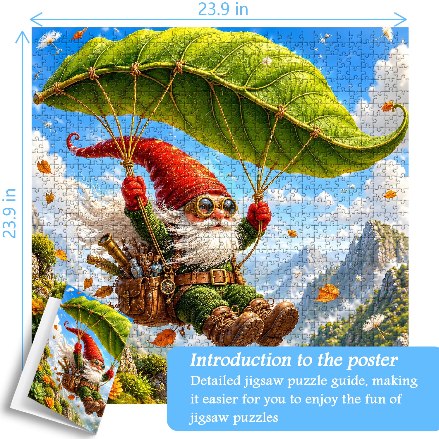 Leaf Gliding Gnome Jigsaw Puzzle 1000 Pieces