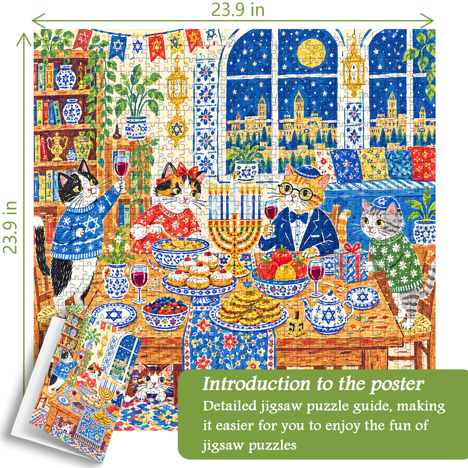Purrs & Menorah Jigsaw Puzzle 1000 Pieces