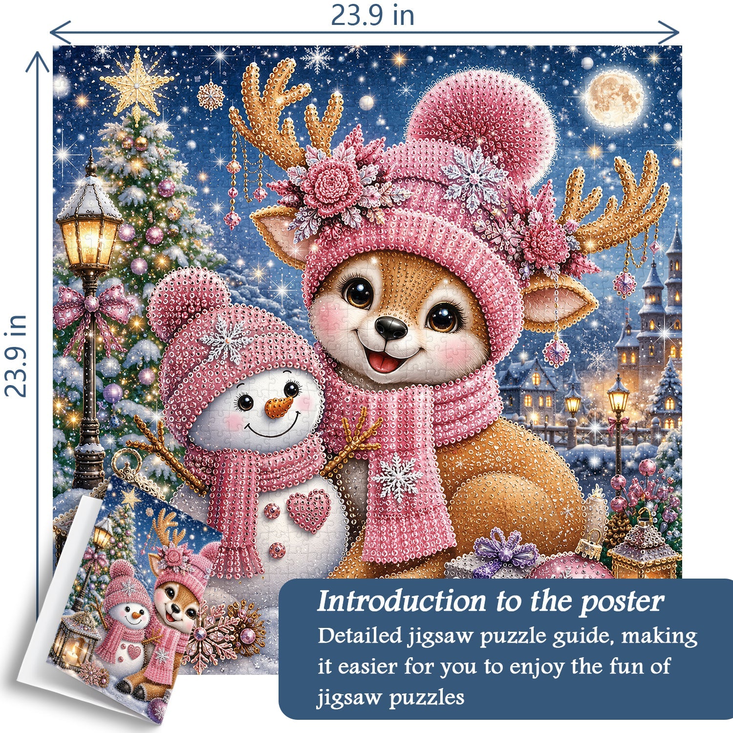 Starry Pink Reindeer Jigsaw Puzzle 1000 Pieces