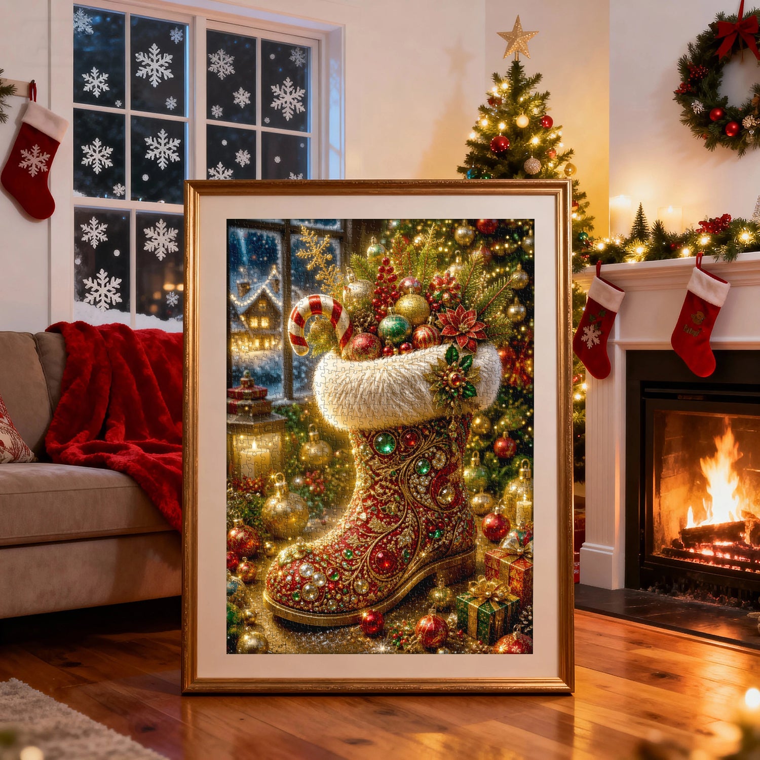 Festive Santa Boot Jigsaw Puzzle 1000 Pieces