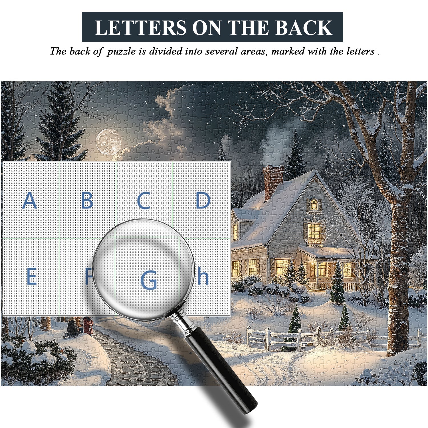 Puzzle di notte innevata al chiaro di luna 1000 pezzi