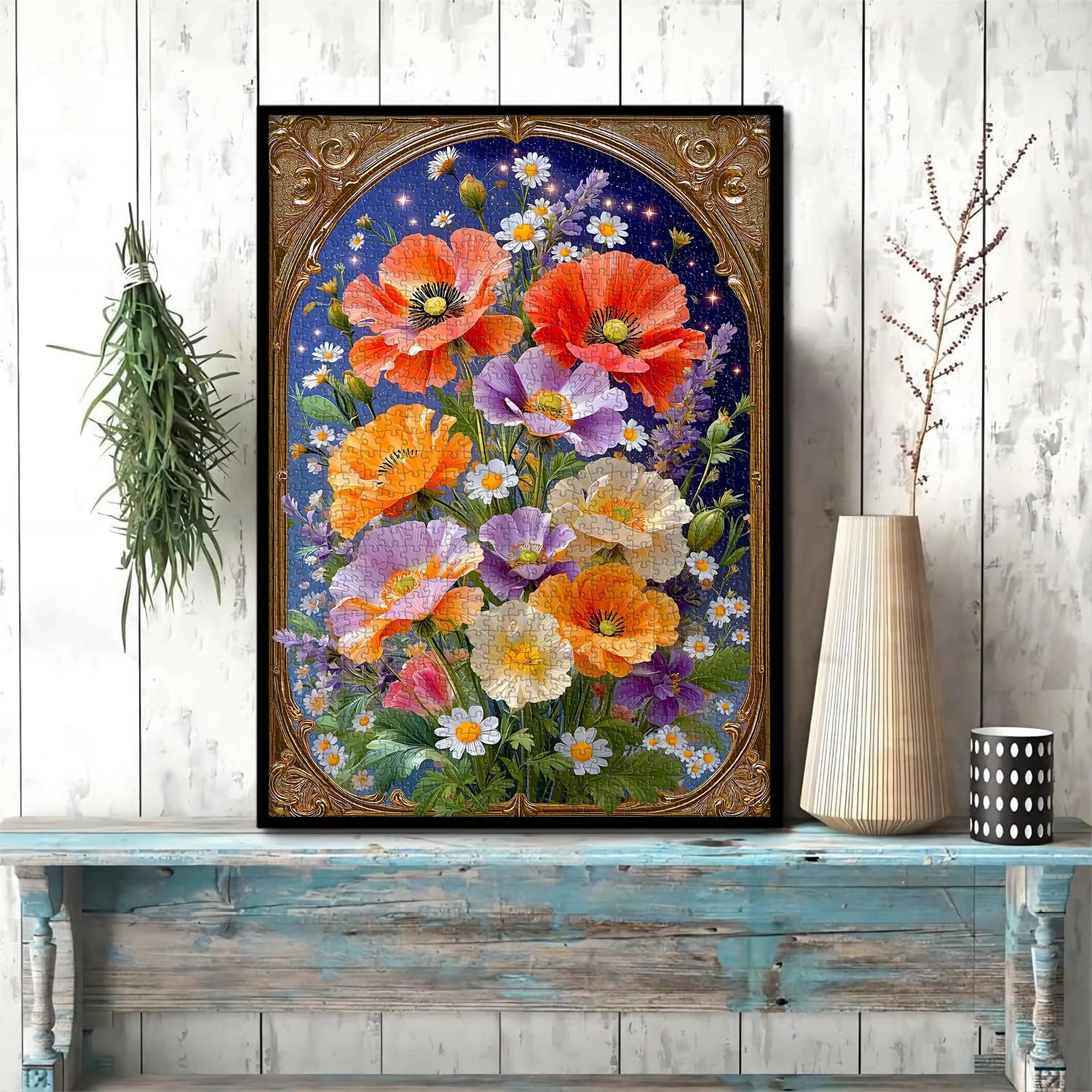 Golden Frame Florals Jigsaw Puzzle 1000 Pieces