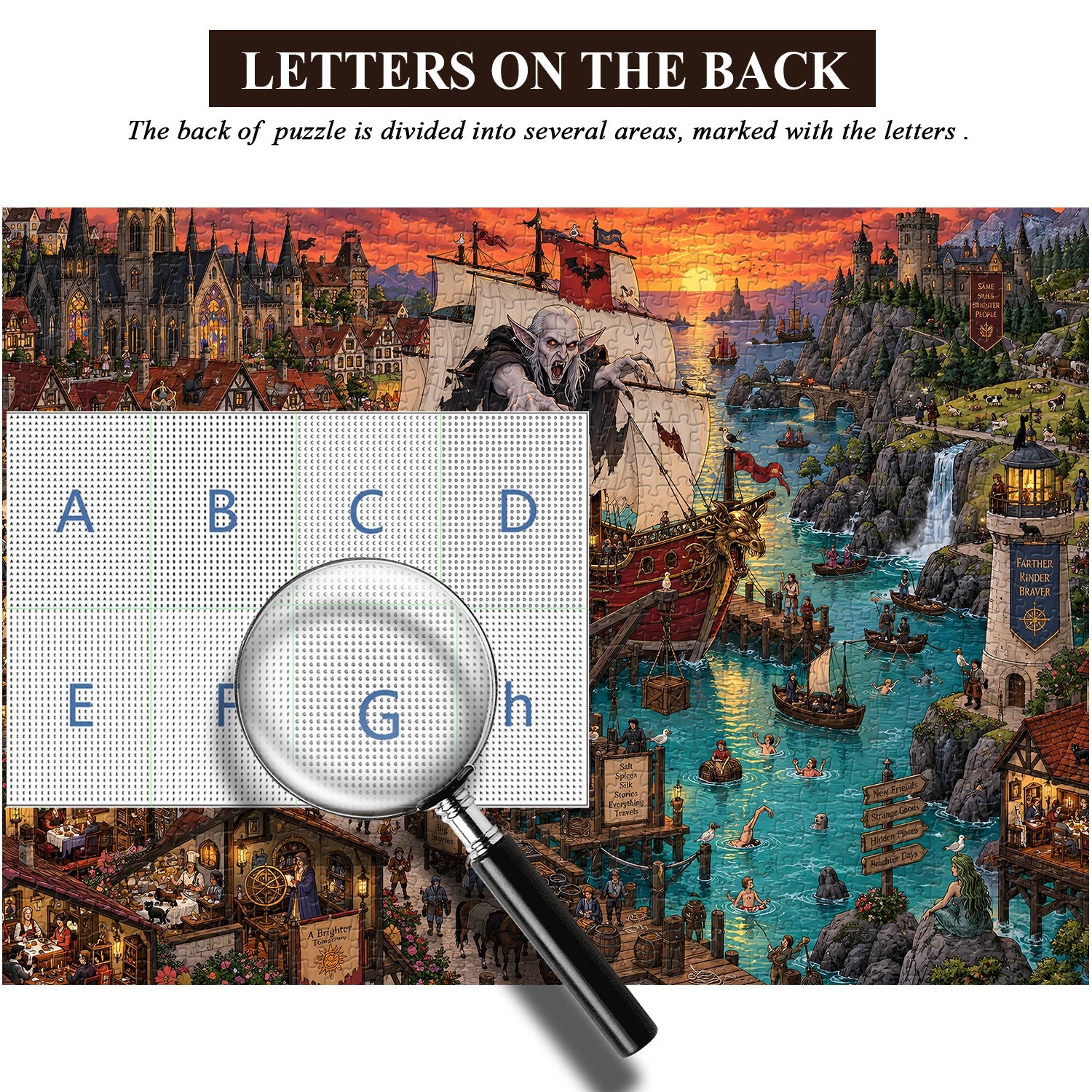 Puzzle del porto del galeone dei vampiri, 1000 pezzi