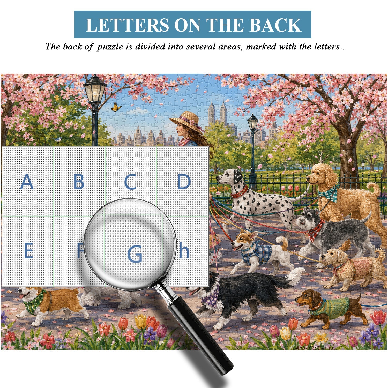 City Floral Pup Stride Jigsaw Puzzle 1000 Pieces